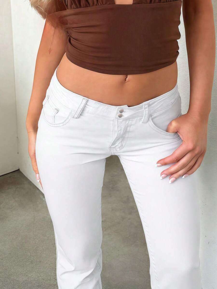 SHEIN BIAŁE SPODNIE JEANS S06__L