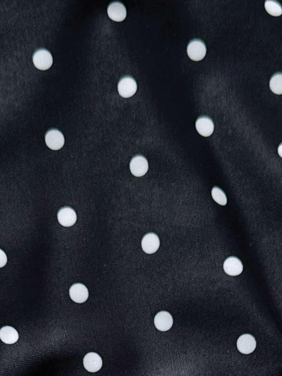 SHEIN CZARNY DWUCZĘŚCIOWY STRÓJ KĄPIELOWY GROSZKI S09__M