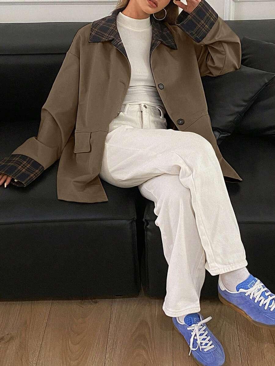 SHEIN BRĄZOWA KURTKA WZÓR S06__L