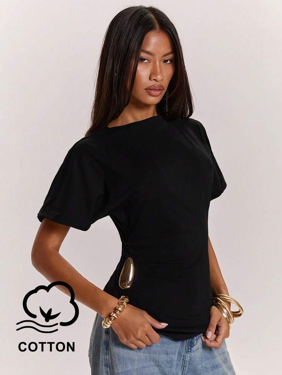 SHEIN CZARNA BLUZKA ZDOBIENIE S06__L