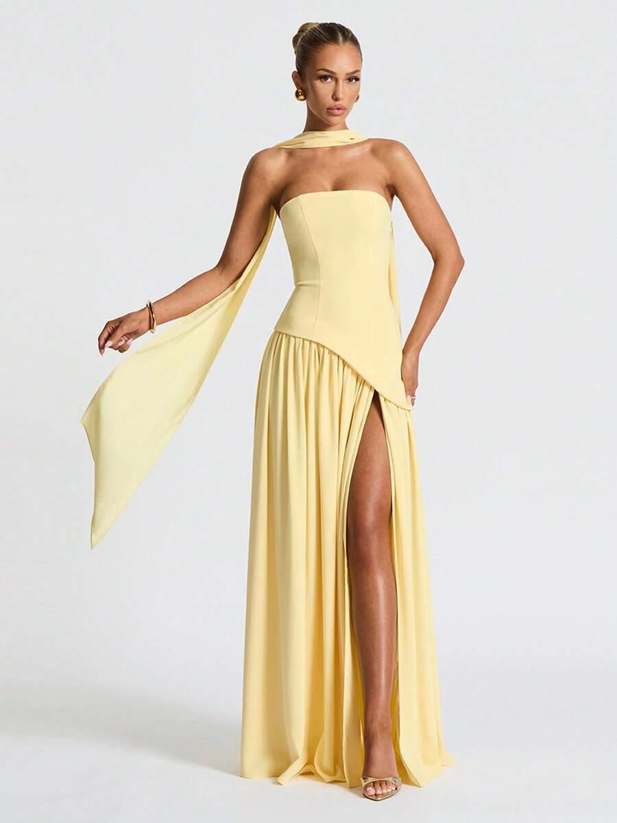 SHEIN ŻÓŁTA MAXI SUKIENKA S06__L
