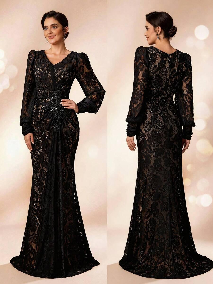 SHEIN CZARNA SUKIENKA KORONKA S06__XXL