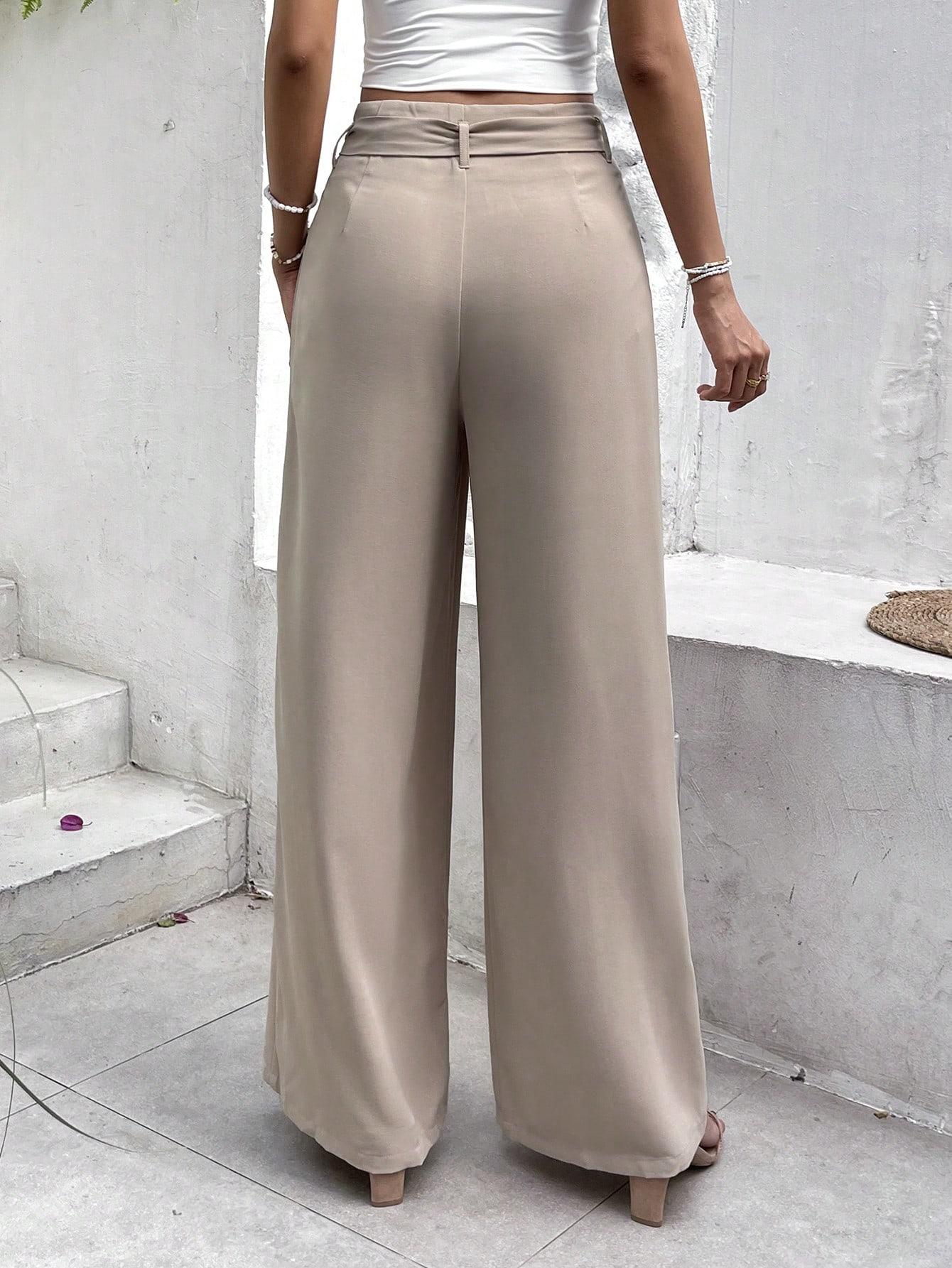 SHEIN BEŻOWE SPODNIE PLISOWANE S09__M