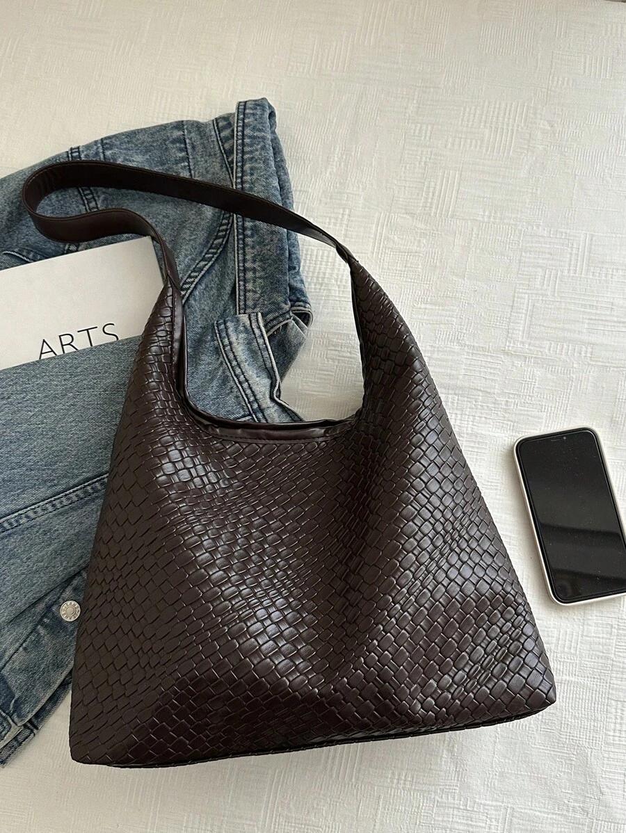SHEIN BRĄZOWA TOREBKA IMITACJA SKÓRY S07__33,5X12,5X38