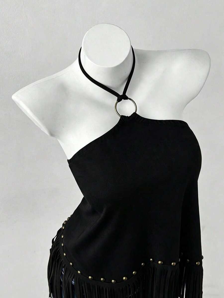 SUNSPUN CZARNY TOP ZDOBIENIE S06__46