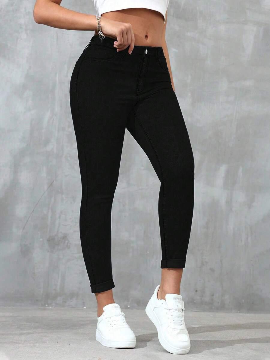 SHEIN CZARNE SPODNIE JEANS