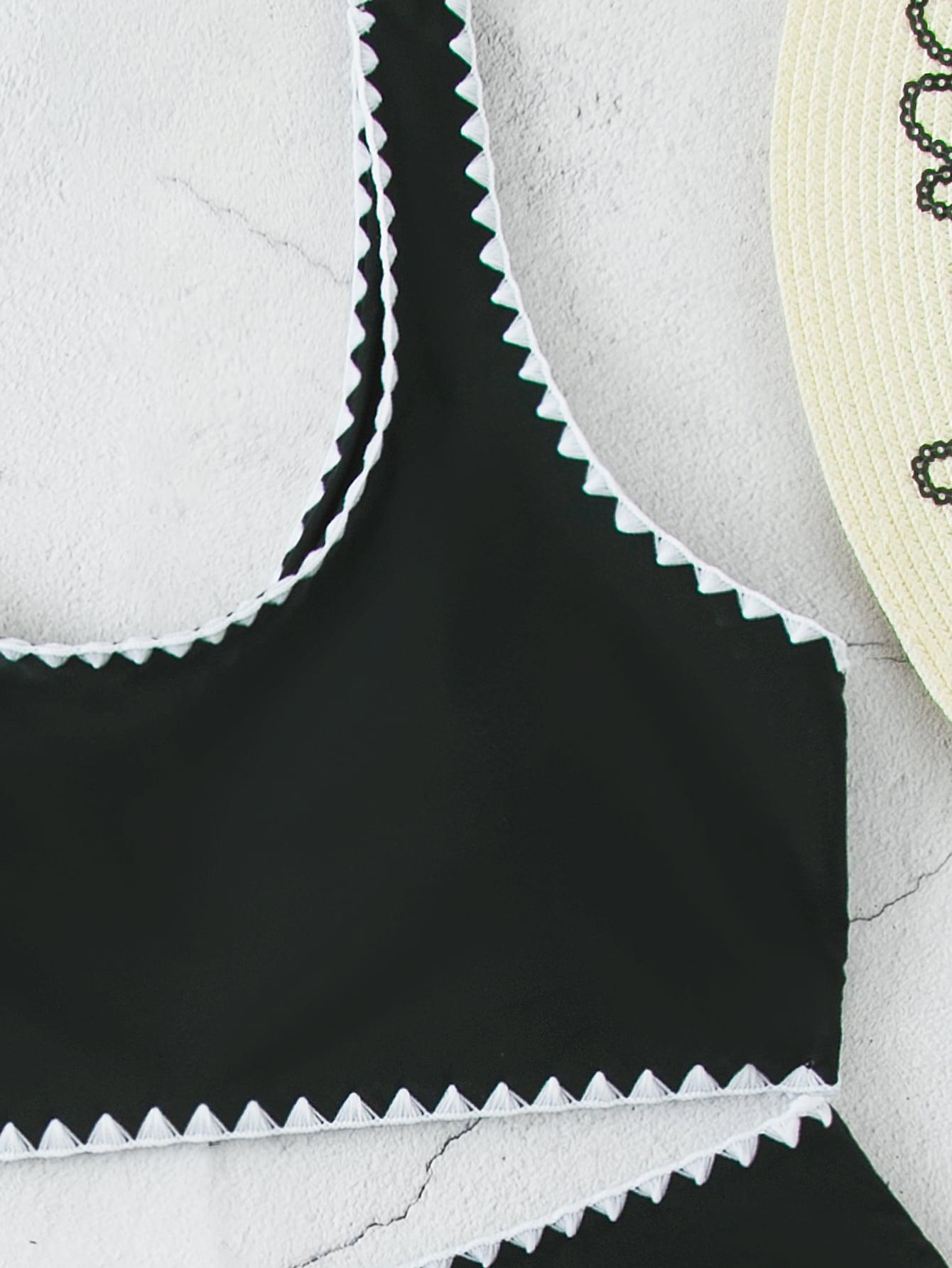 SHEIN DWUCZĘŚCIOWY STRÓJ KĄPIELOWY KONTRAST S09__L