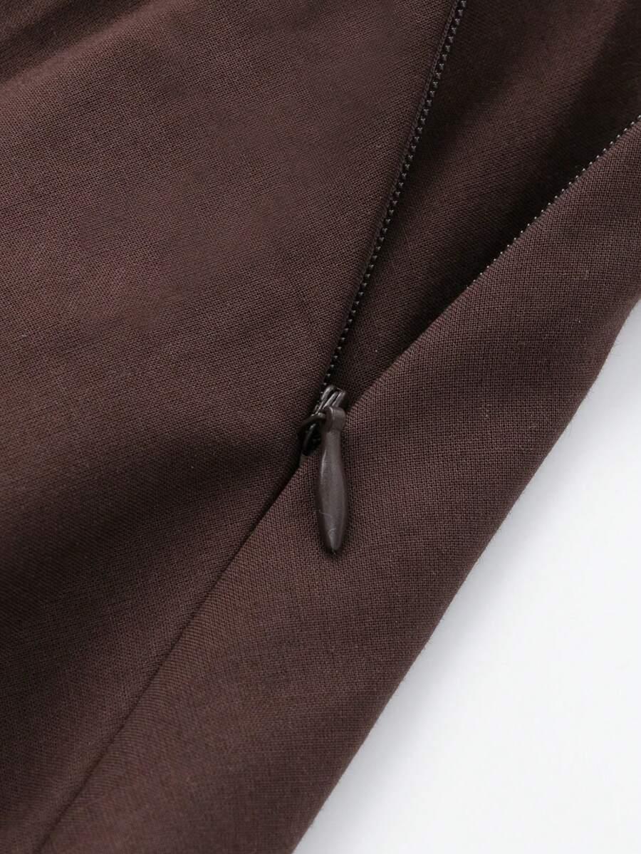 SHEIN BRĄZOWY TOP NA RAMIĄCZKACH S06__S
