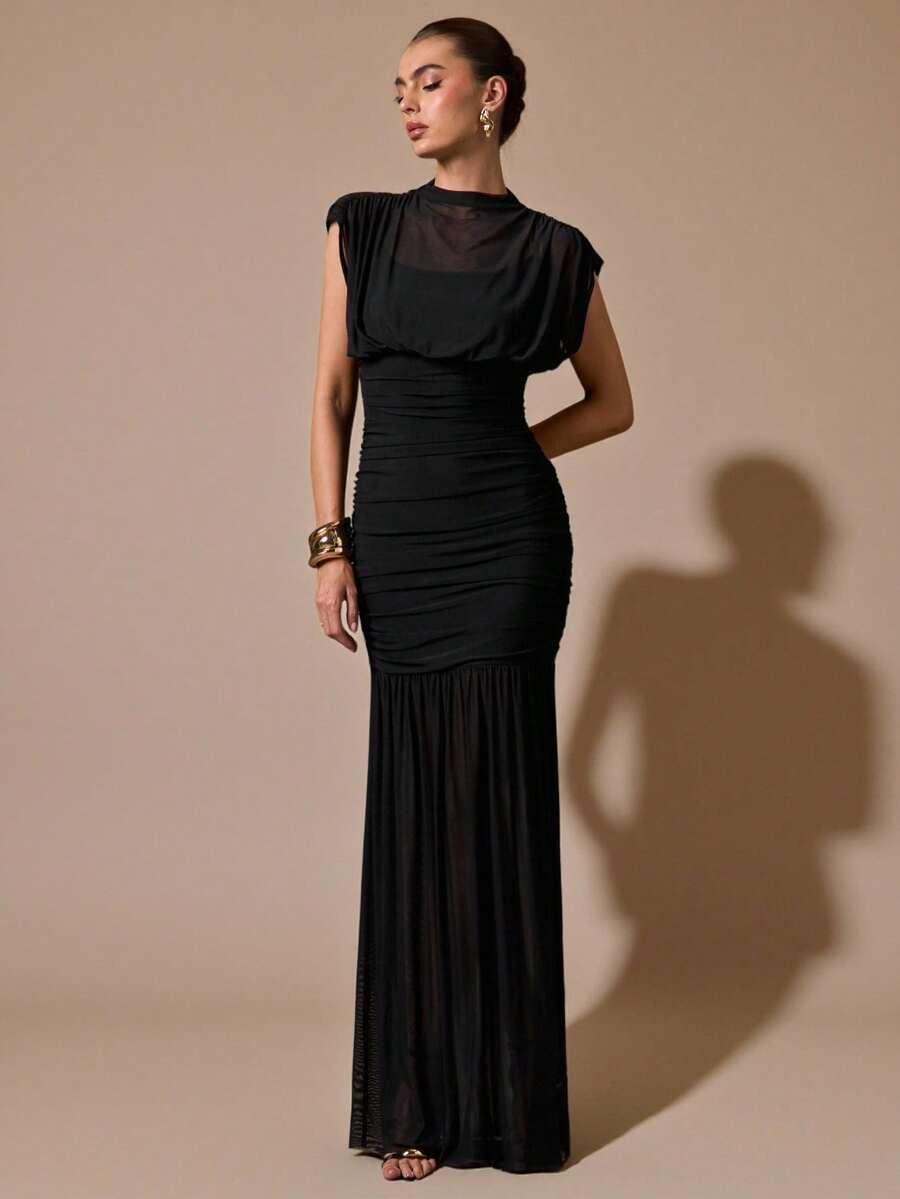 SHEIN CZARNA MAXI SUKIENKA