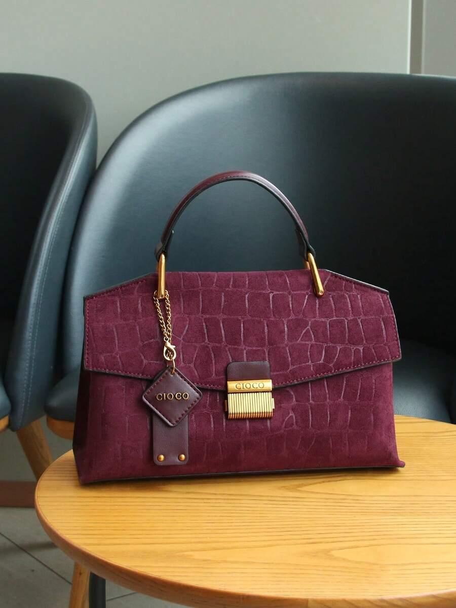 SHEIN BORDOWA TOREBKA IMITACJA ZAMSZU S07__28X19