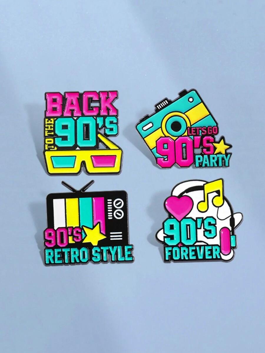 SHEIN PIN PRZYPINKI W STYLU LAT 90 4 PACK S07__
