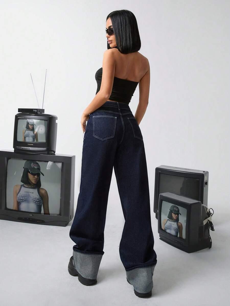 CASUGLOW GRANATOWE SPODNIE JEANS