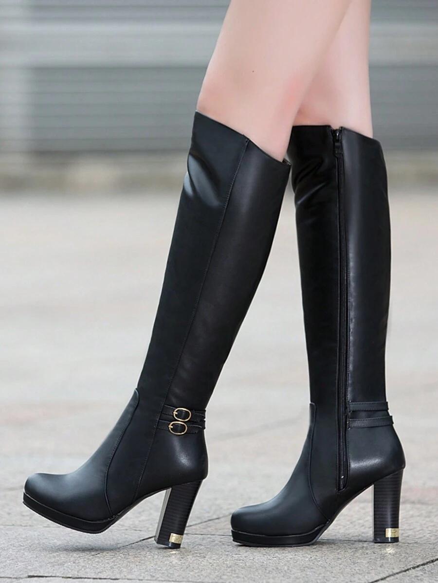 SHEIN CZARNE KOZAKI IMITACJA SKÓRY W01__37,5