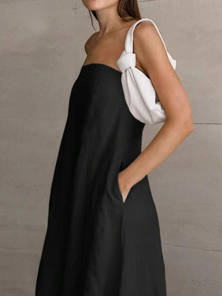 SHEIN CZARNA SUKIENKA ODKRYTE RAMIONA S06__XS