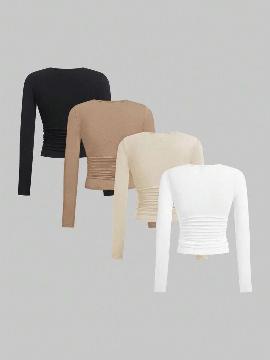 SHEIN BLUZKA DŁUGI RĘKAW 4-PACK S06__S