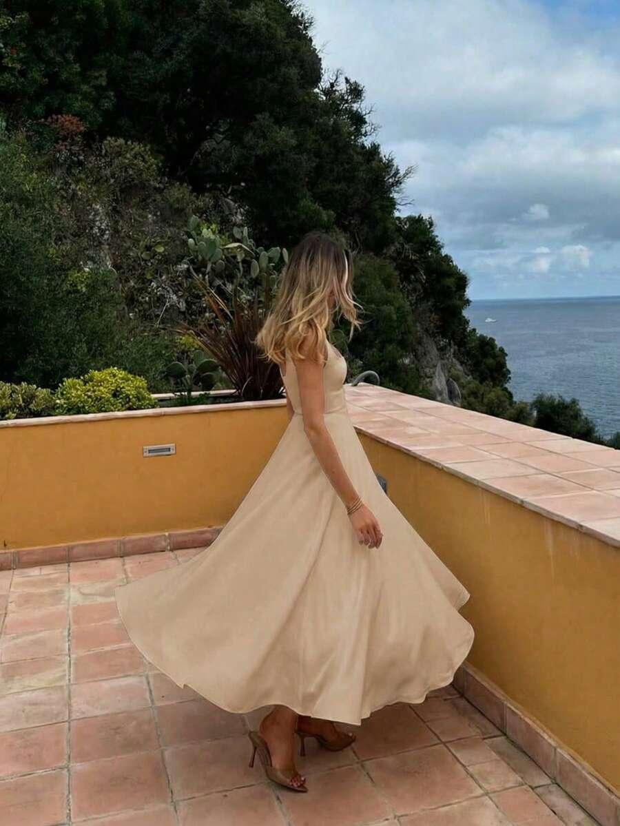 SHEIN BEŻOWA SUKIENKA MAXI S06__L