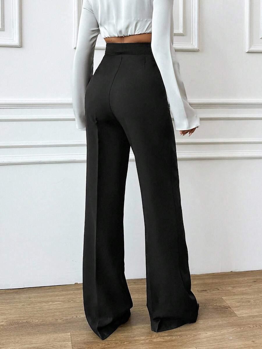 SHEIN CZARNE SPODNIE WYSOKI STAN S06__S