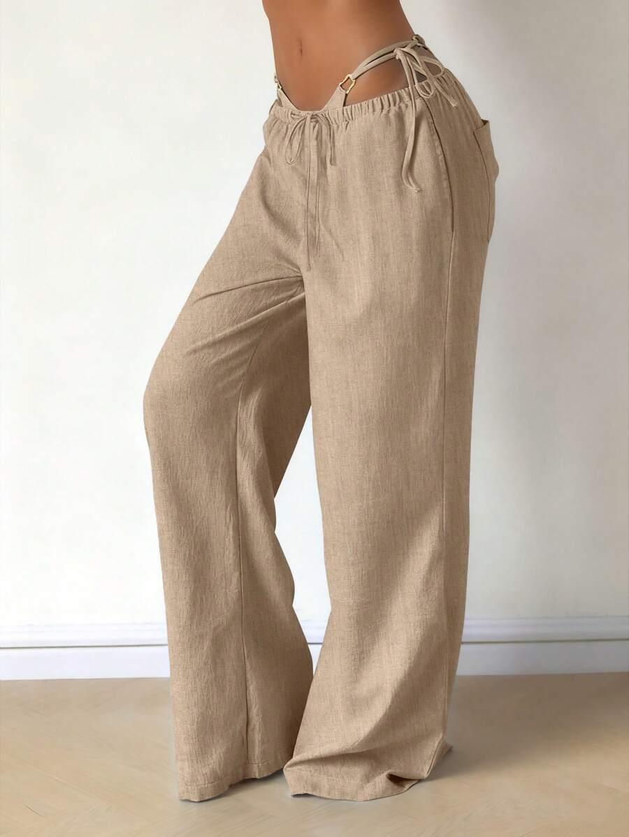 SHEIN BEŻOWE SPODNIE CASUAL S06__M