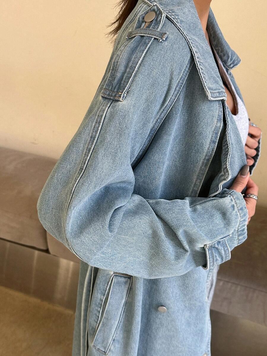SHEIN JEANSOWY KLASYCZNY PŁASZCZ S06__M
