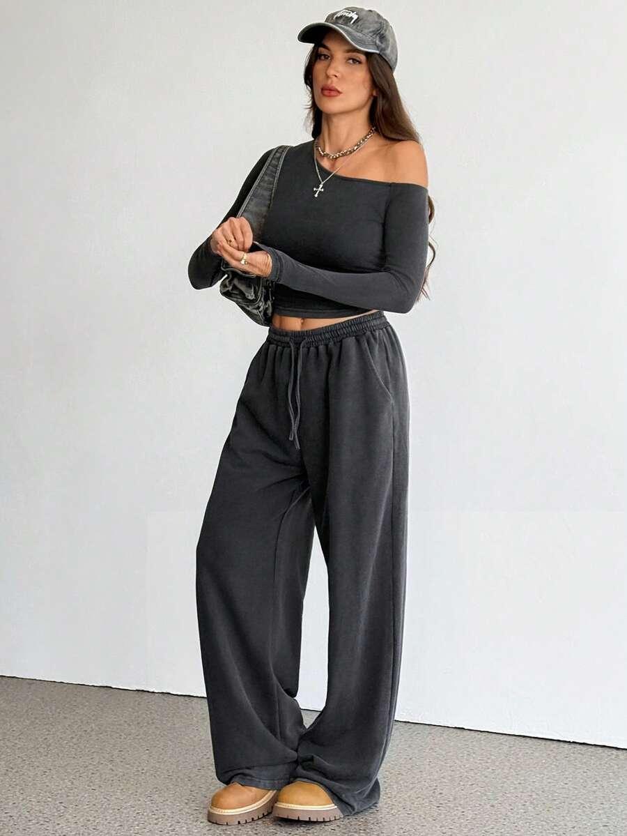 SHEIN SZARA ASYMETRYCZNA BLUZKA S09__M