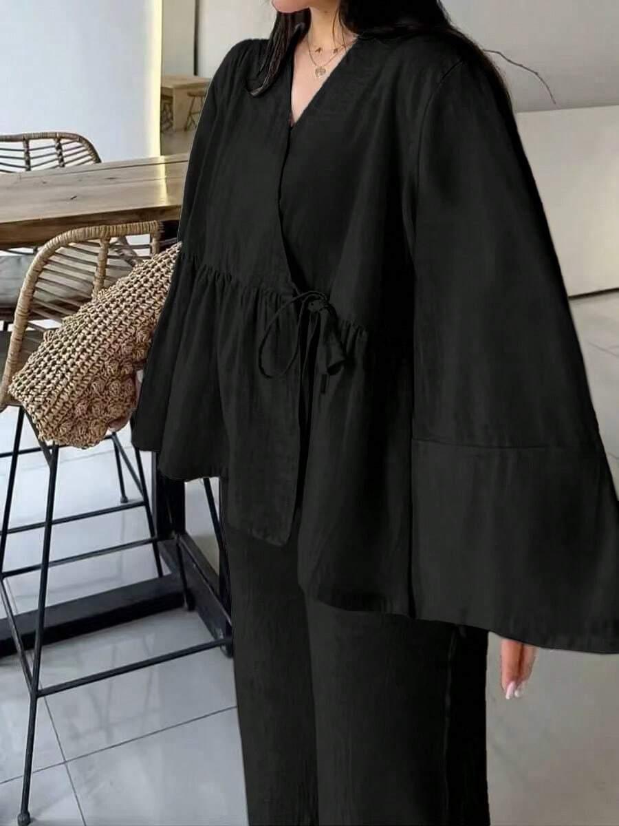 SHEIN CZARNA KOSZULA DŁUGI RĘKAW S06__XL