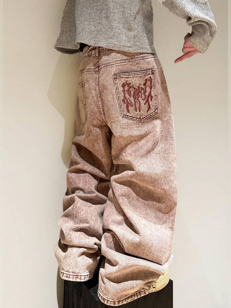 SHEIN SPODNIE JEANS ZDOBIENIE HAFT S06__S