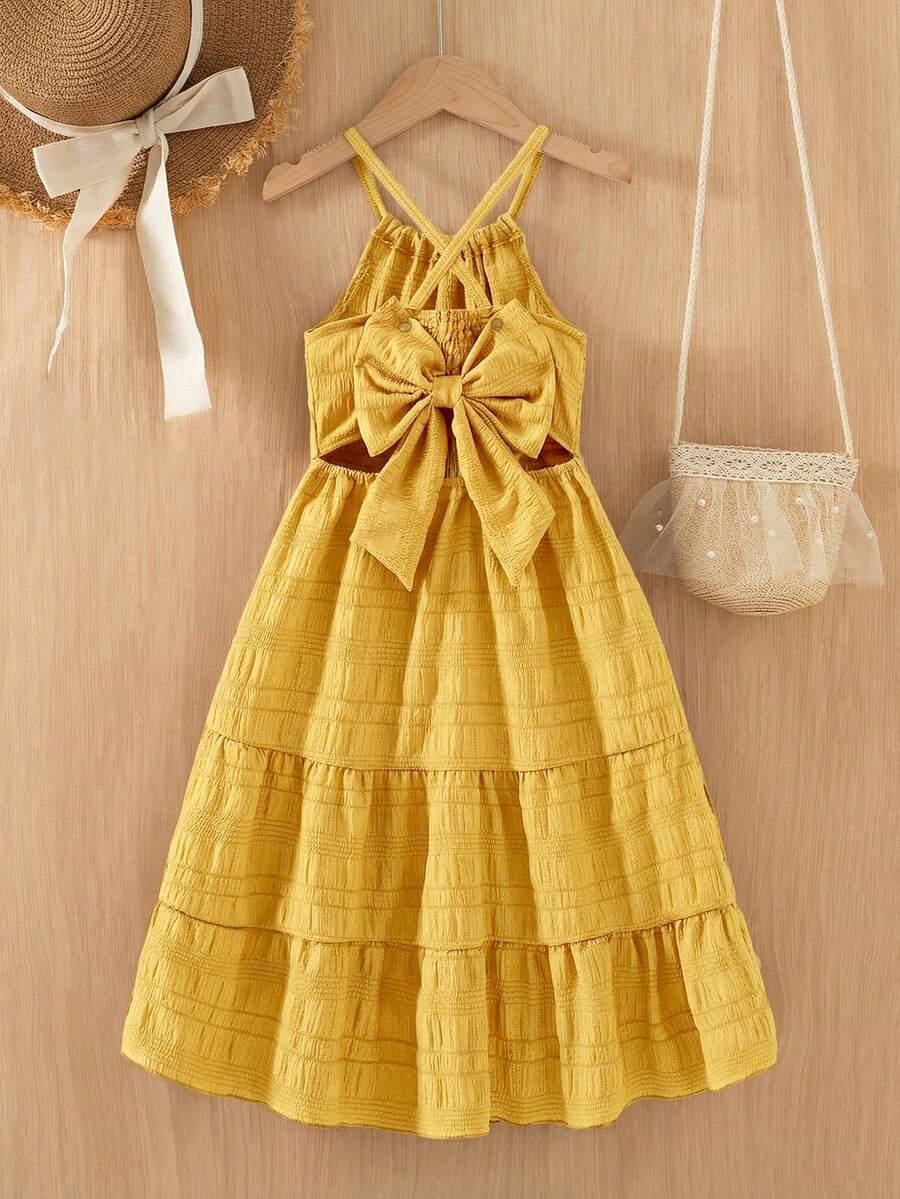 SHEIN ŻÓŁTA SUKIENKA KOKARDA S06__110/116