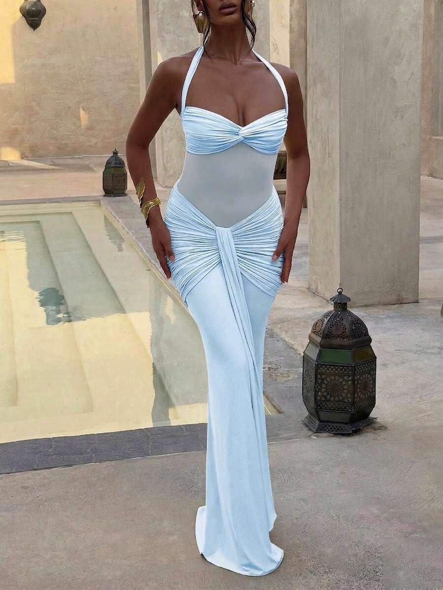 SHEIN NIEBIESKA MAXI SUKIENKA S06__XS