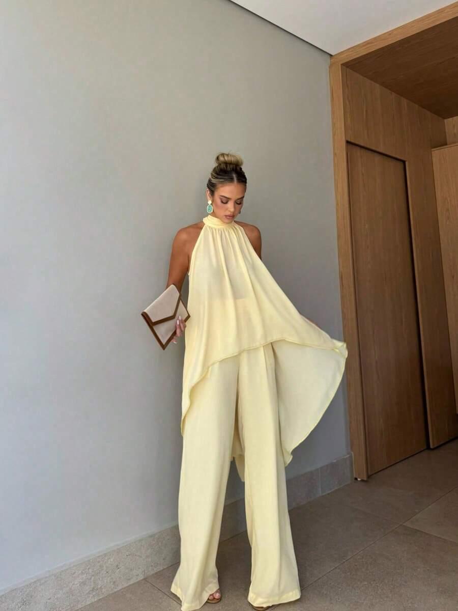 SHEIN ŻÓŁTY KOMPLET BLUZKA SPODNIE S06__M