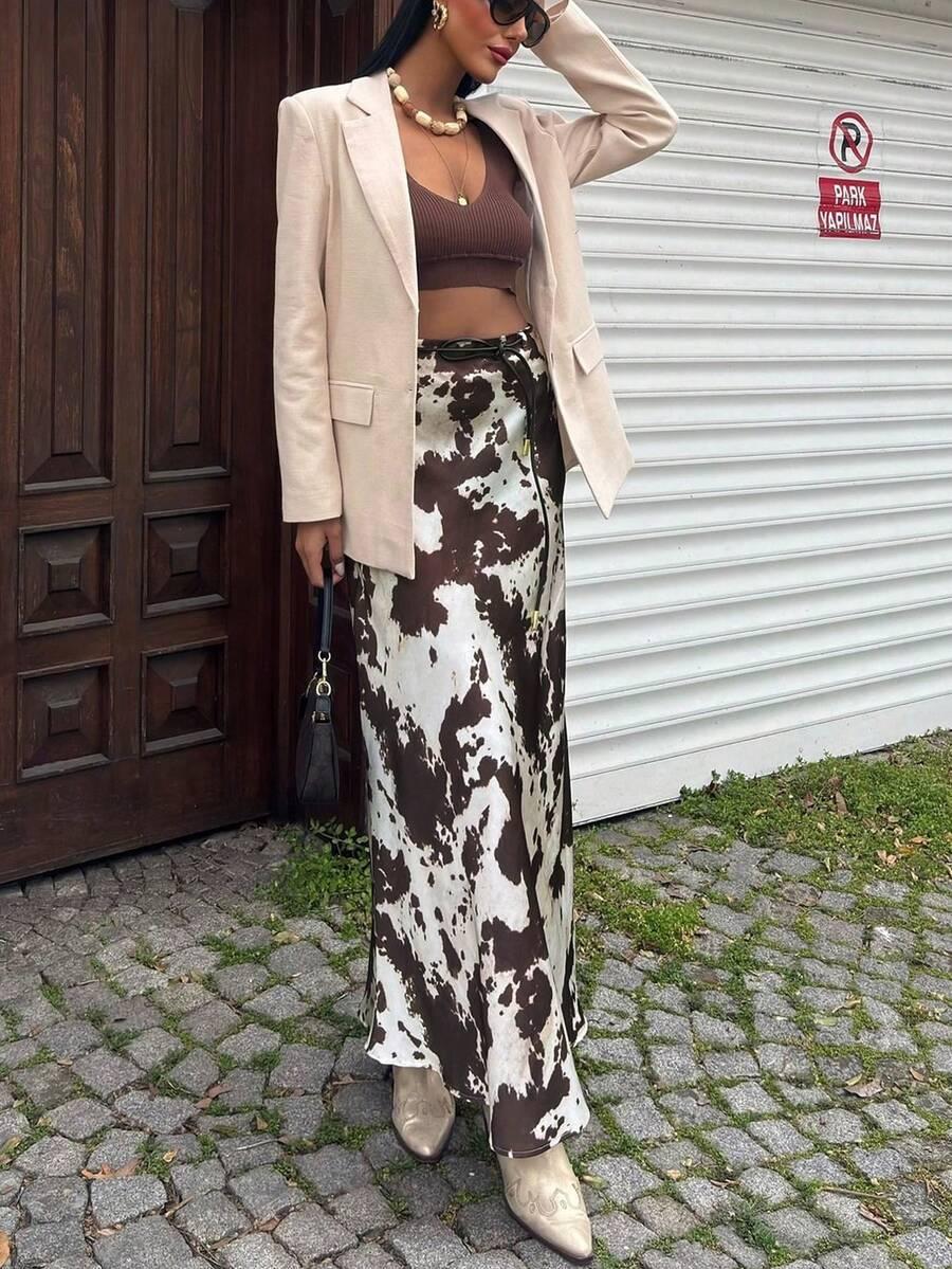SHEIN MAXI SPÓDNICA ANIMAL PRINT S06__M