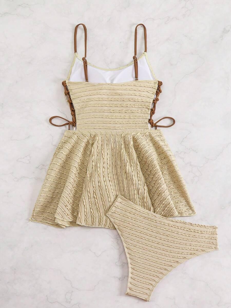 SHEIN BEŻOWY STRÓJ KĄPIELOWY TEKSTURA S09__M