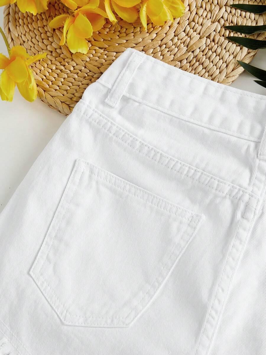 SHEIN BIAŁE SPODENKI JEANS S06__S