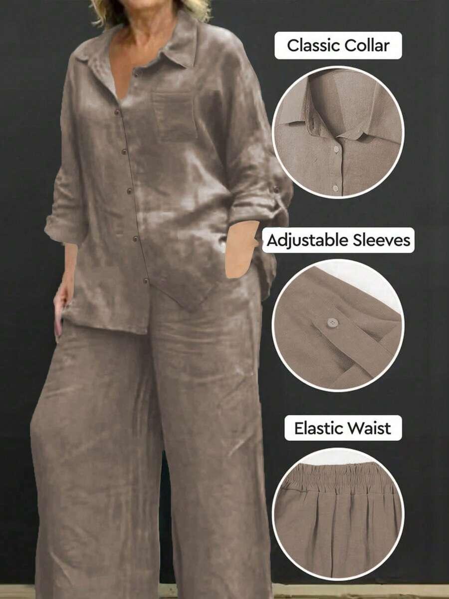 SHEIN BRĄZOWA KOSZULA CASUAL S06__L