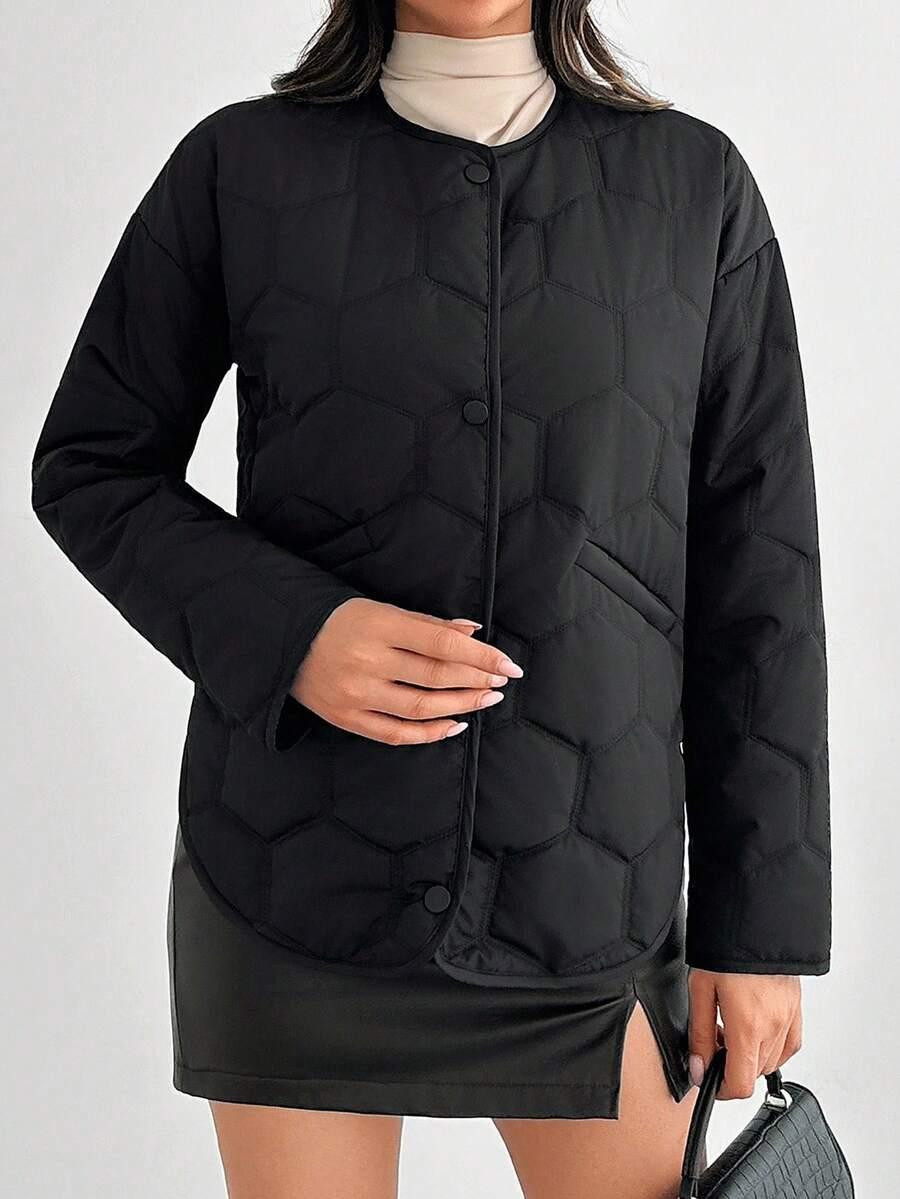 SHEIN CZARNA PIKOWANA KURTKA S06__M