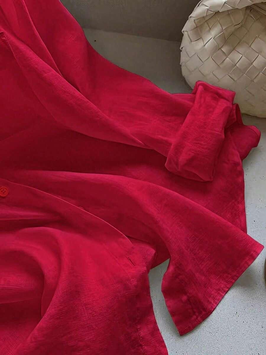 SHEIN CZERWONA KOSZULA GUZIKI S06__M