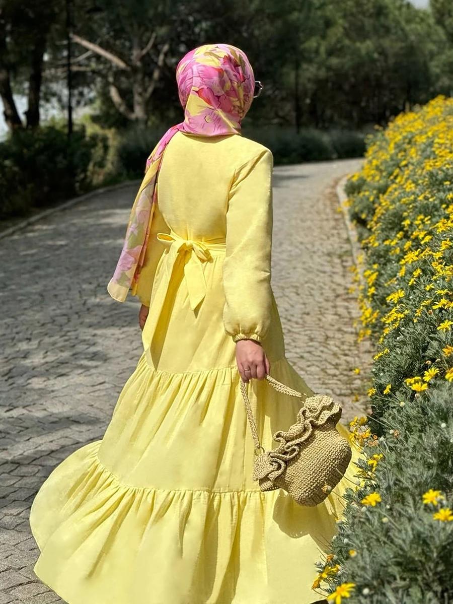 SHEIN MAXI ŻÓŁTA SUKIENKA DŁUGI RĘKAW S06__M