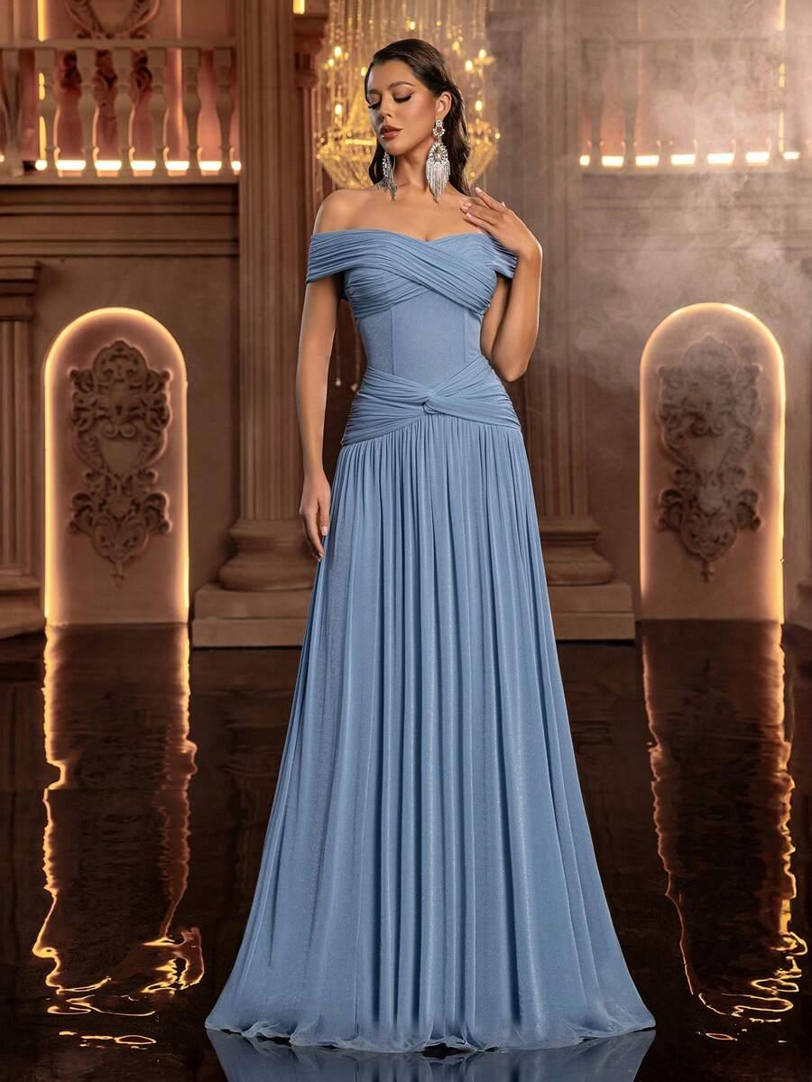 GLAMRAE NIEBIESKA MAXI SUKIENKA ODKRYTE RAMIONA SPLOT S06__S