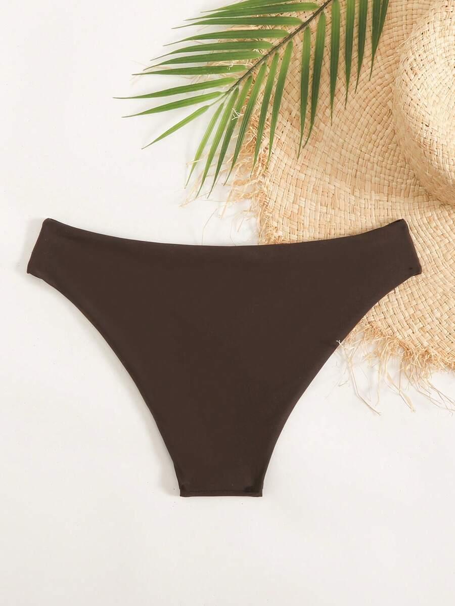 SHEIN BRĄZOWY DÓŁ OD STROJU KĄPIELOWEGO S09__L