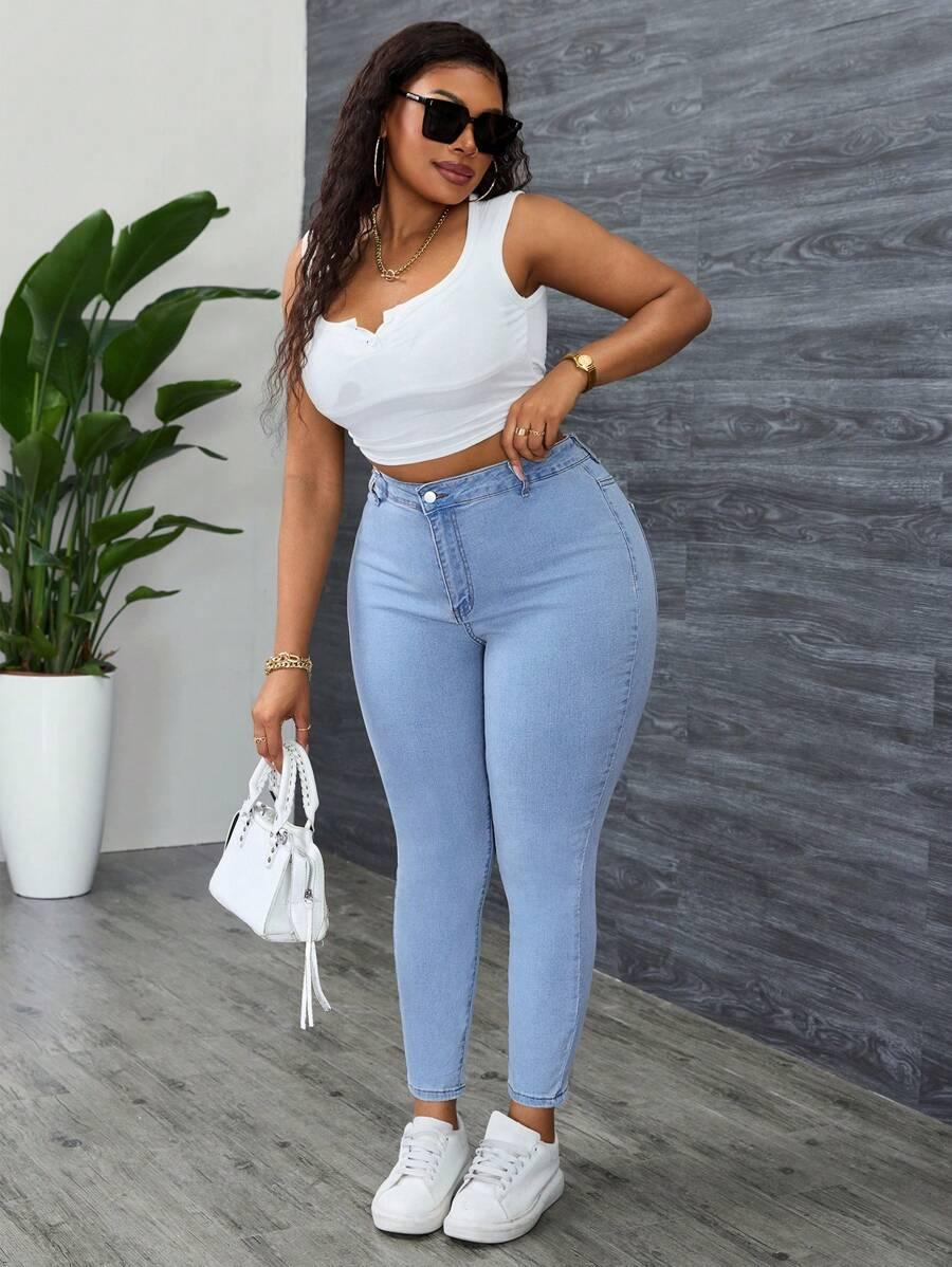 SHEIN NIEBIESKIE SPODNIE JEANSOWE S06__54