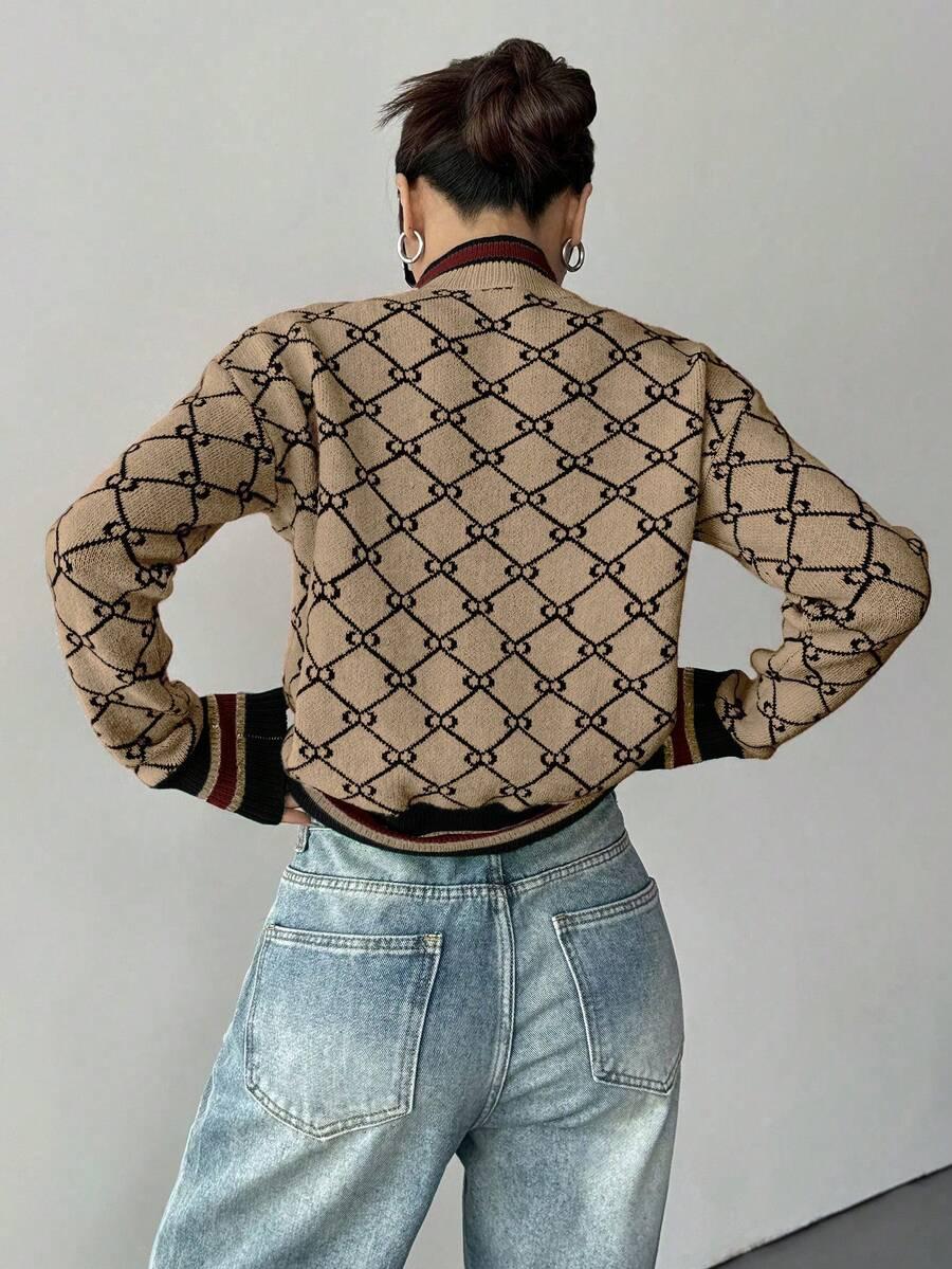 SHEIN BEŻOWY SWETER WZÓR S06__M