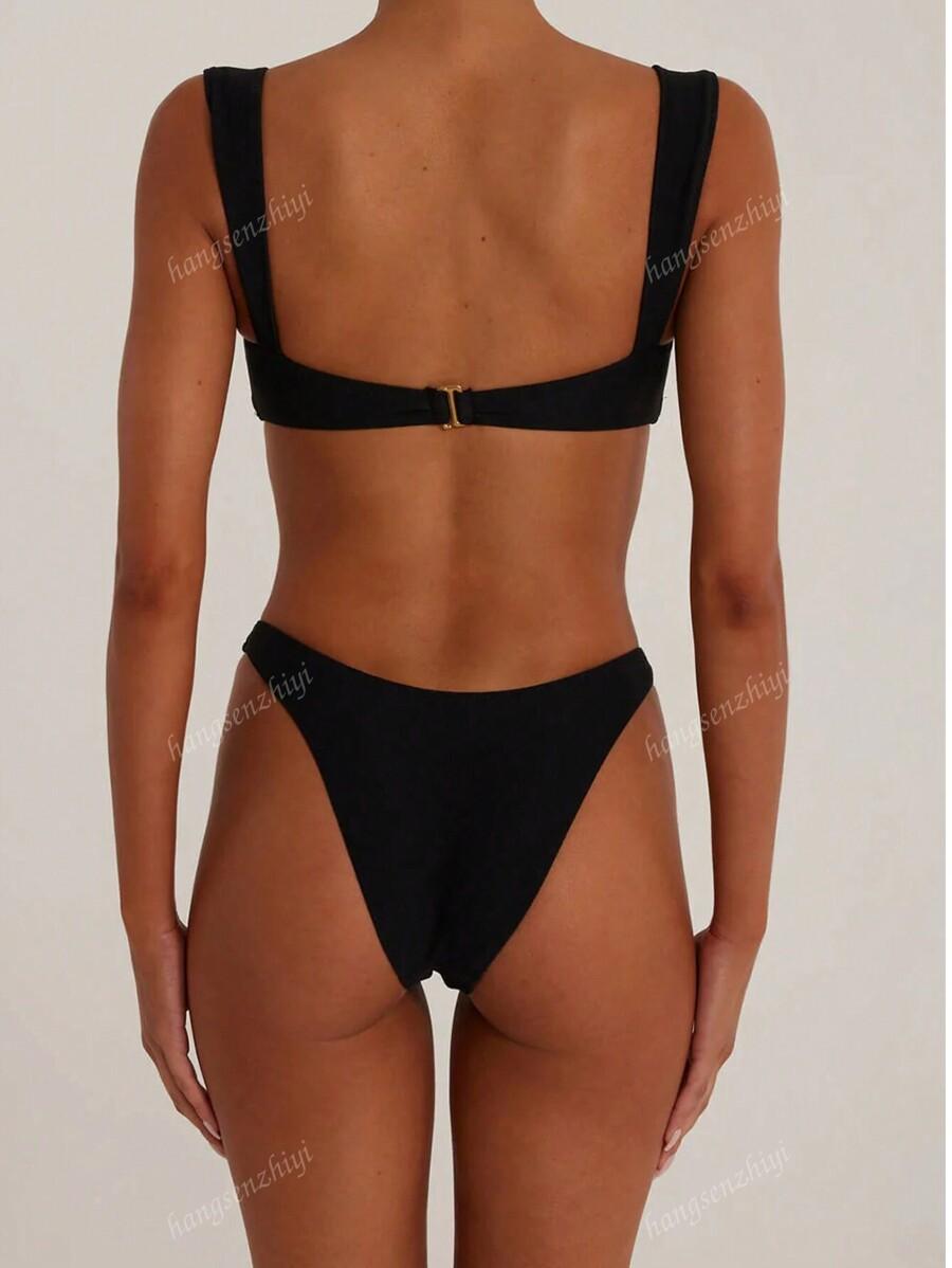 SHEIN CZARNY DWUCZĘŚCIOWY STRÓJ KĄPIELOWY S09__XS