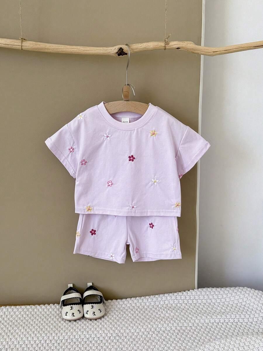 SHEIN T-SHIRT SPODENKI KOMPLET HAFT S09__80-86