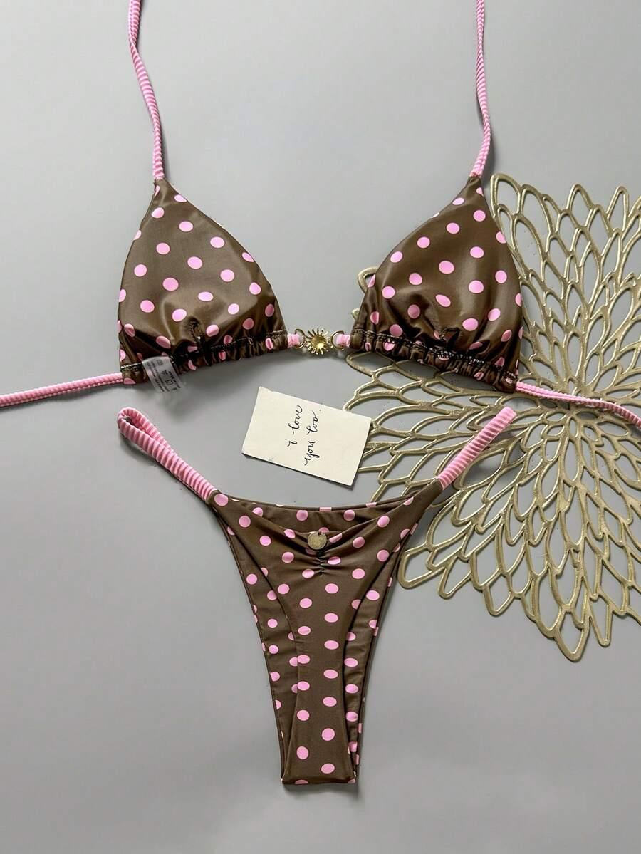 SHEIN BRĄZOWY DWUCZĘŚCIOWY STRÓJ KĄPIELOWY S09__S