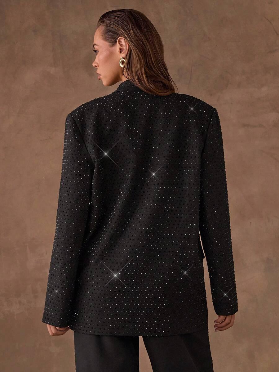 SHEIN CZARNA MARYNARKA ZDOBIENIE S06__XS
