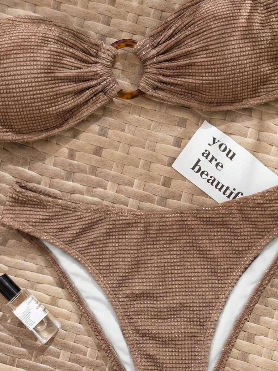 SHEIN DWUCZĘŚCIOWY STRÓJ KĄPIELOWY TEKSTURA S09__XS