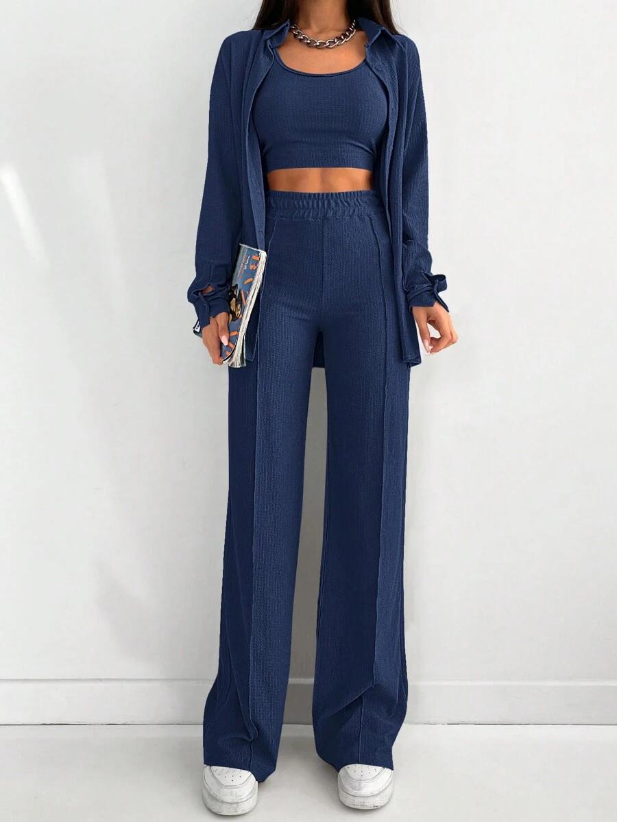 SHEIN GRANATOWE SPODNIE CASUAL S06__M