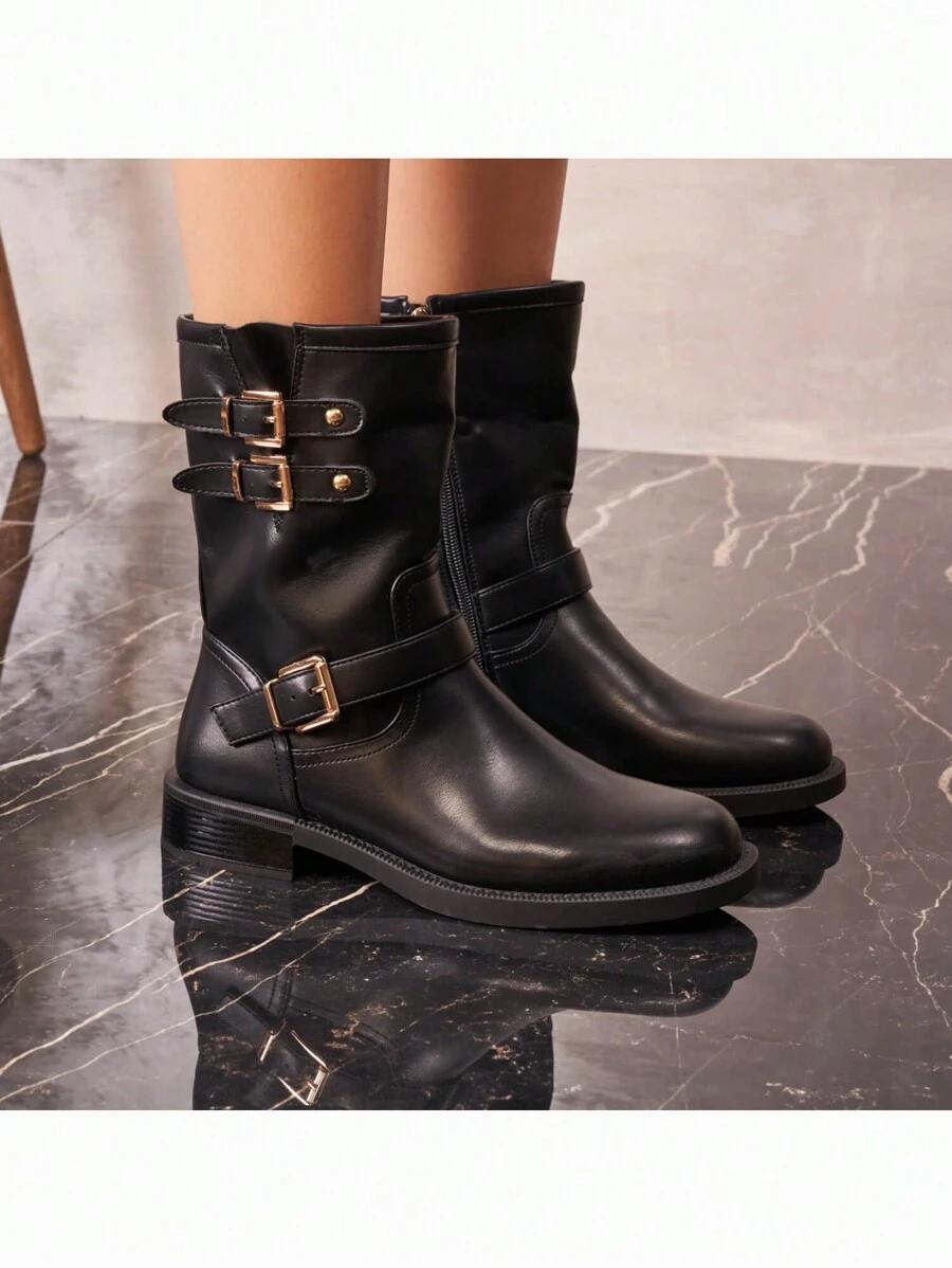 SHEIN CZARNE BOTKI IMITACJA SKÓRY W01__38