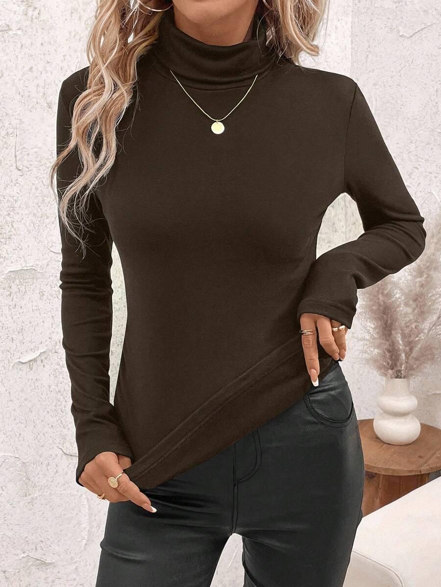 SHEIN BRĄZOWA BLUZKA GOLF S06__L