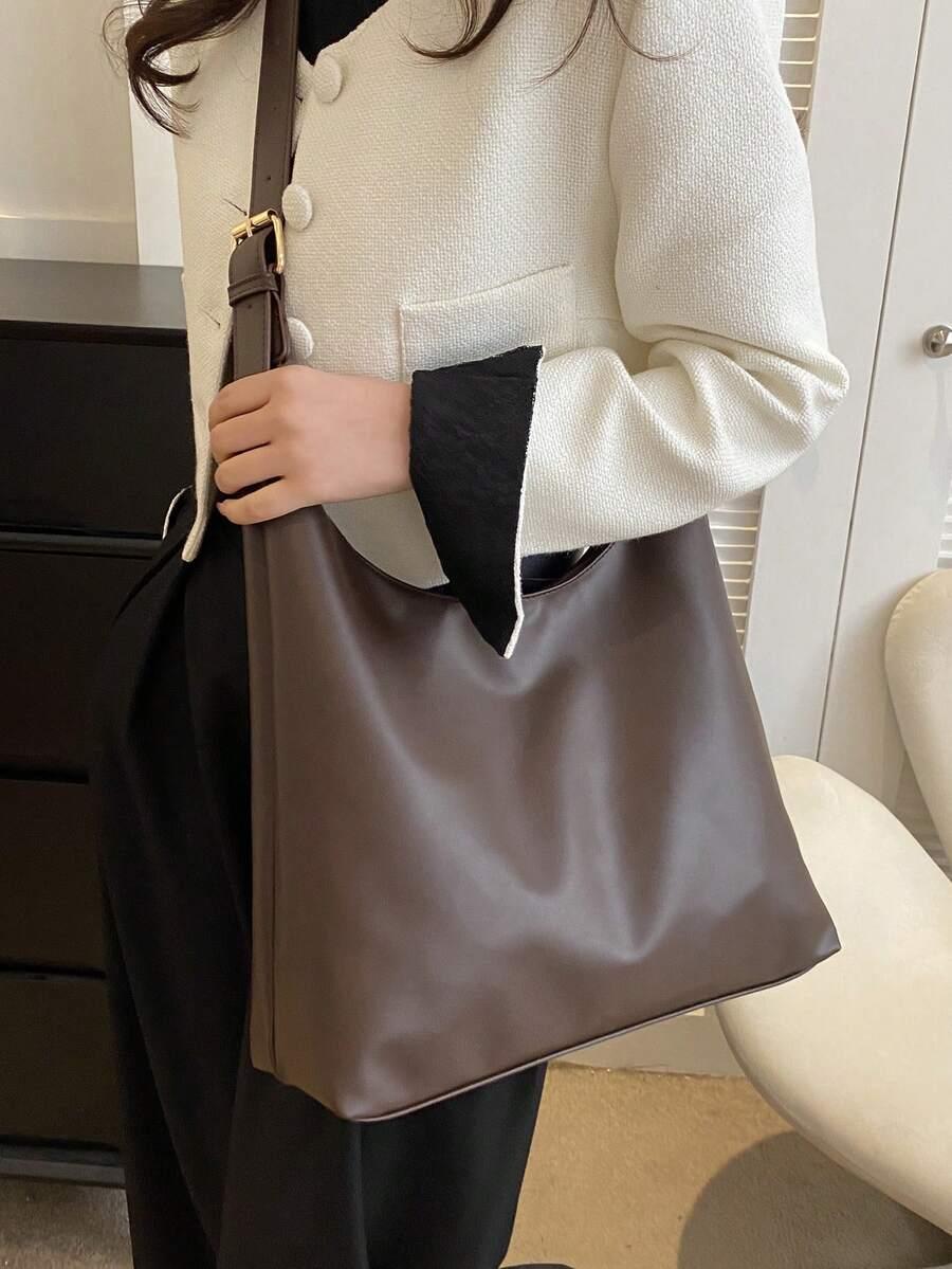 SHEIN BRĄZOWA TOREBKA IMITACJA SKÓRY S07__33X12,5X26