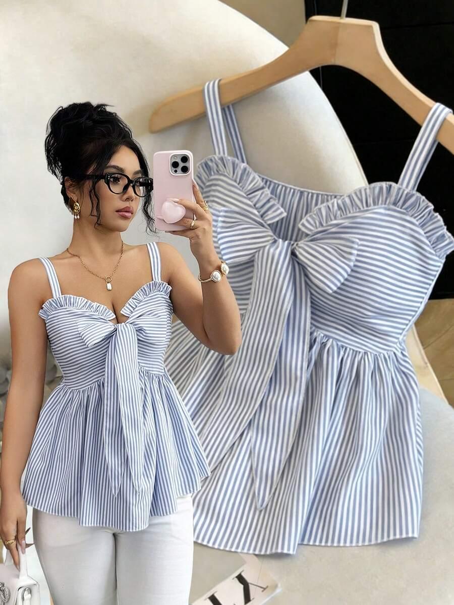 SHEIN TOP NA RAMIĄCZKACH W PASKI WIĄZANIE S06__S